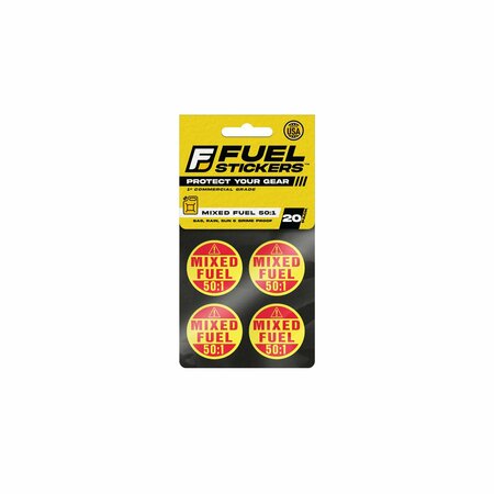 FUEL STICKERS Mixed Fuel Sticker 50-1, 2-Cycle Label: Fuel Can & Outdoor Power Equip., Hvy-Dty, 1'' Dia, 20PK Z-1RMF50-20PK